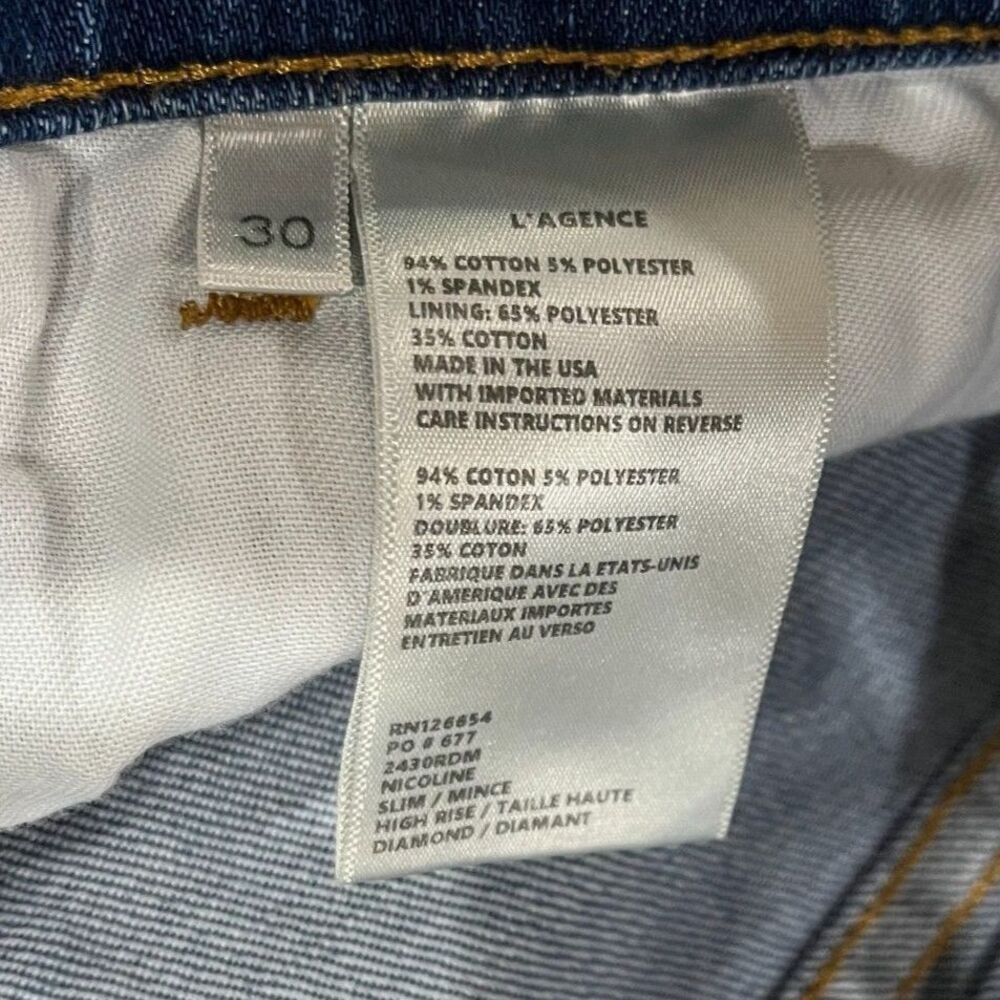 L’AGENCE Nicoline High Rise Slim Diamond Jeans – Size 30 - Picture 5 of 12